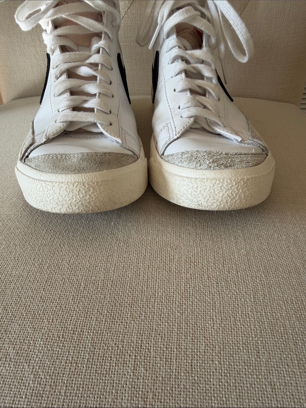 Nike White High-Top Sneakers (Blazers)with Black Swoosh size 8.5 - Picture 4 of 11